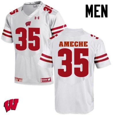 Men's Wisconsin Badgers NCAA #35 Alan Ameche White Authentic Under Armour Stitched College Football Jersey QU31J68OO